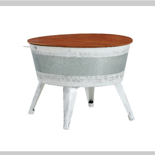 Farmhouse Rustic Distressed Metal Accent Cocktail Table