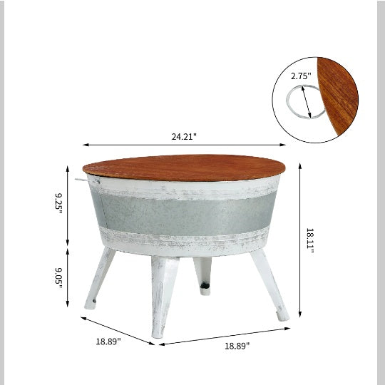 Farmhouse Rustic Distressed Metal Accent Cocktail Table